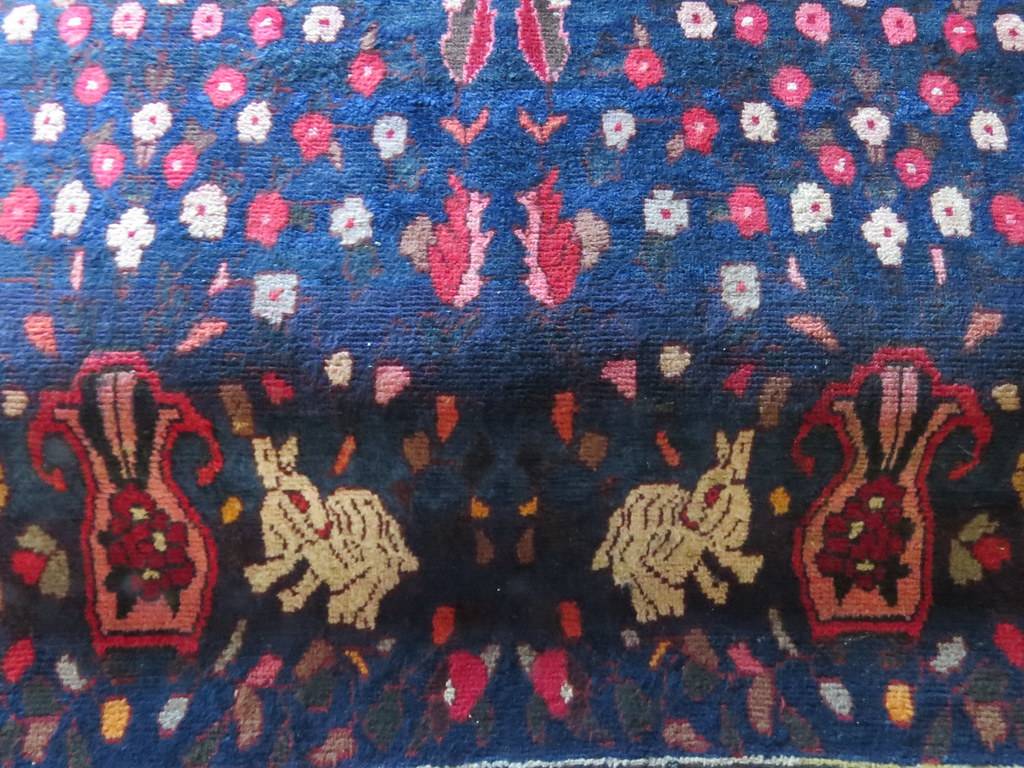 8b-Antique Bakhtiari Persian Rug Deer Rabbits