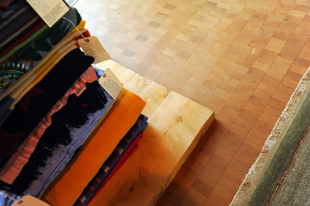 Detail of blankets and their stories, sculpture, symbol of love, Happy Valentine's Day, wood floor, rug texture, Bill and Melinda Gates Foundation, garden, Seattle, Washington, USA