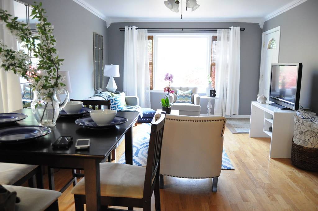 Gray Teal Lime Blue Living Room