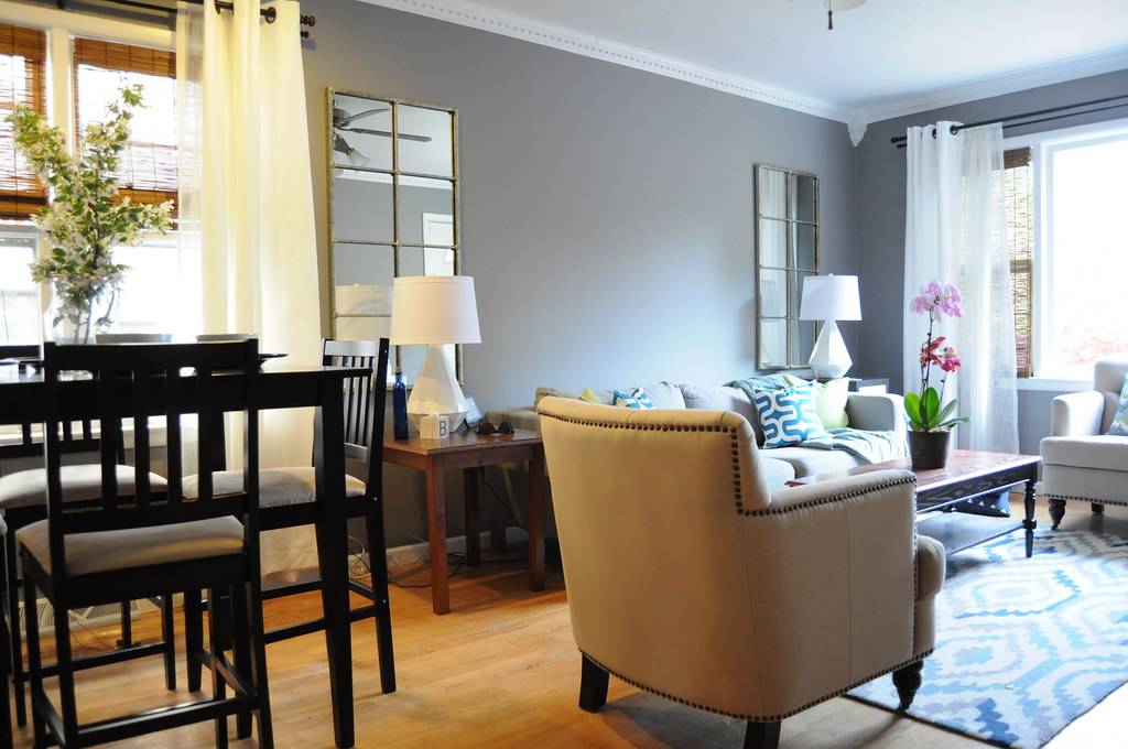 Gray Teal Lime Blue Living Room